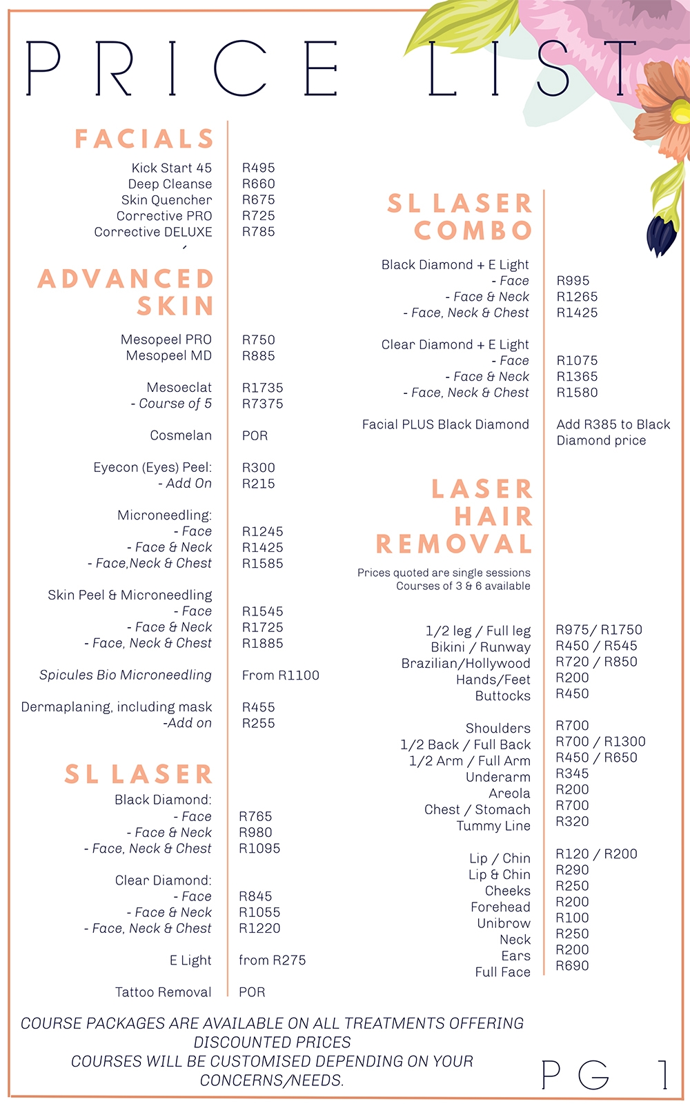 Price list for all our available treatments at our Linden-based Skin & Beauty Clinic. From the more serious advanced skincare, SL laser, and permanent makeup all the way to nail care